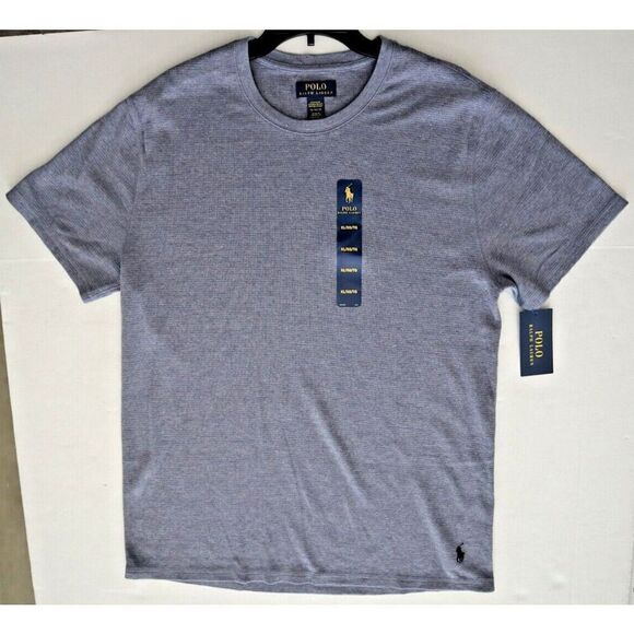 Polo Ralph Lauren PWSB3F Men's Sz XL Blue Waffle Knit Crew Neck S/S Lounge Shirt - Picture 5 of 8